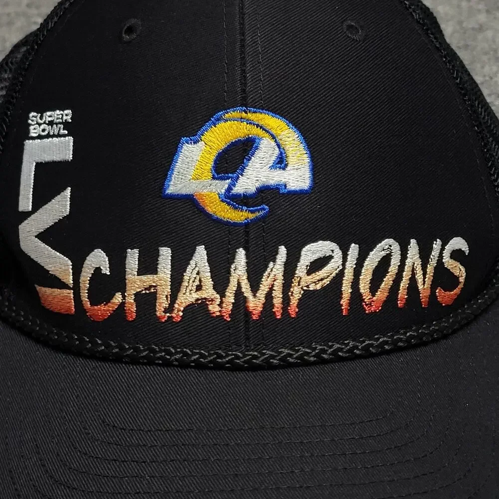 Los Angeles Rams Hat Baseball Cap Mens Black '47 Super Bowl LVI Trucker Snapback